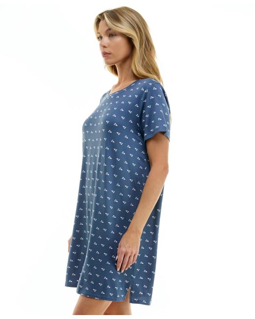 Roudelain Blue Printed Short-sleeve Sleepshirt