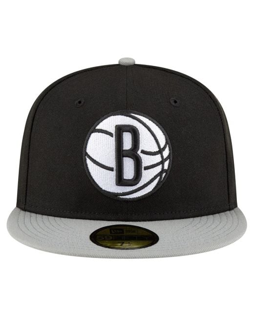 KTZ Black/white Brooklyn Nets 2-tone 59fifty Fitted Hat for men