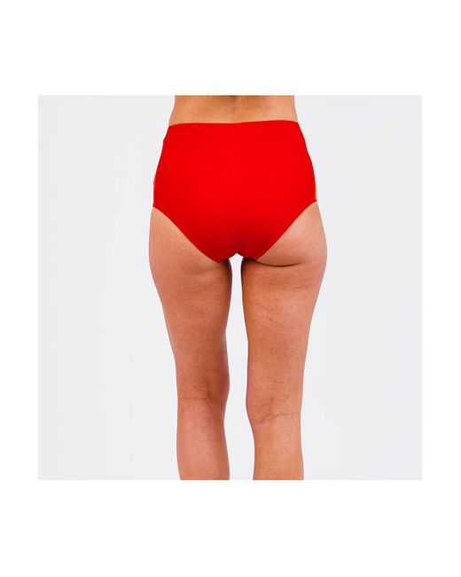 Calypsa Red Color Block High-waisted Bikini Bottom
