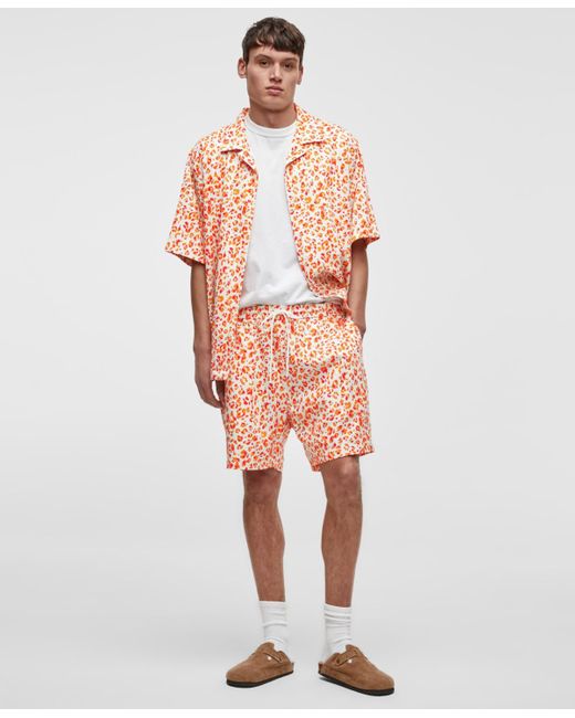 Mode Of One White Leopard Spots Relaxed-fit Shorts for men