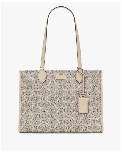 Kate Spade White Spade Flower Coated Canvas Large Tote Bag