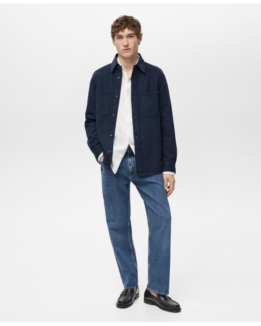 Mango Blue Lyocell Regular-fit Overshirt for men