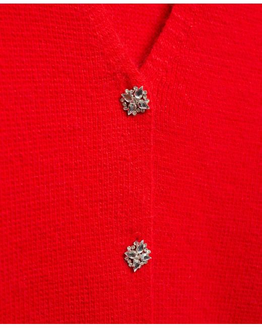 Mango Jewel Button Knitted Cardigan in Red Lyst