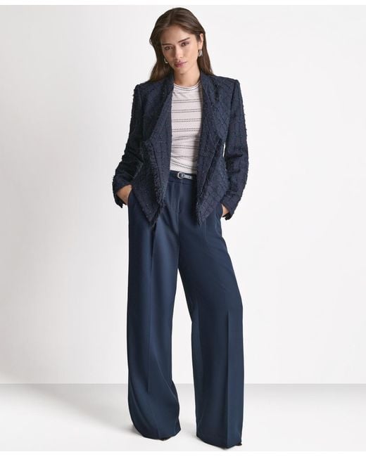 BCBGMAXAZRIA Blue Open-front Stand Collar Jacket