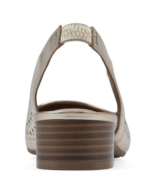 White Mountain Metallic Boronic Block Heel Slingbacks