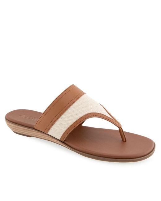 Aerosoles Brown Gesa Round Toe Thong Sandals
