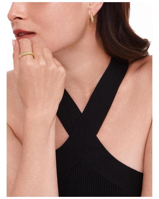 DEVATA Metallic Rope Hoop Earrings