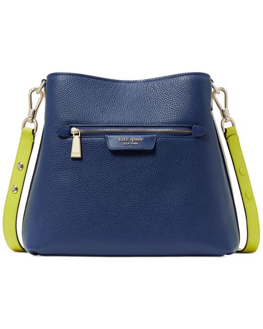Kate Spade Blue Hudson Colorblocked Pebbled Leather Small Shoulder Bag