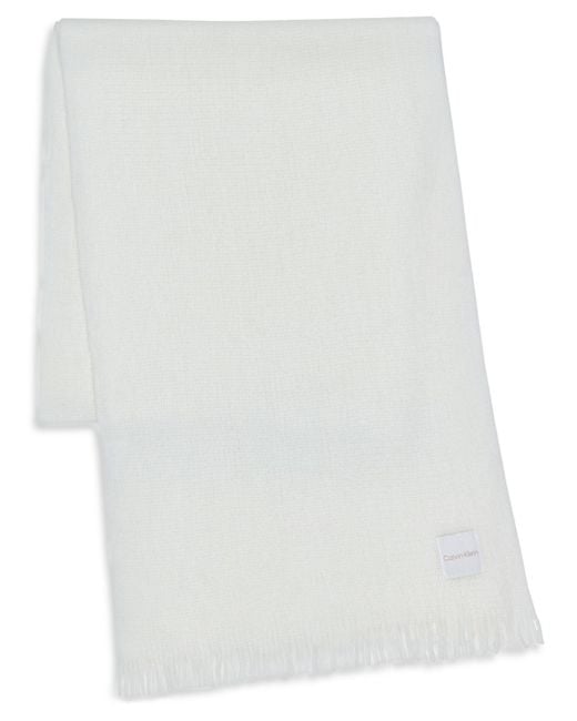 Calvin Klein White Super Soft Fringe Detail Scarf