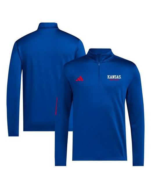 Adidas Blue Kansas Jayhawks Half-zip Pullover Golf Jacket for men