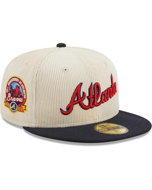 KTZ Pink Atlanta Braves Corduroy Classic 59fifty Fitted Hat for men