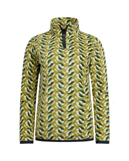 Weird Fish Green Reena 1/4 Zip Printed Microfleece