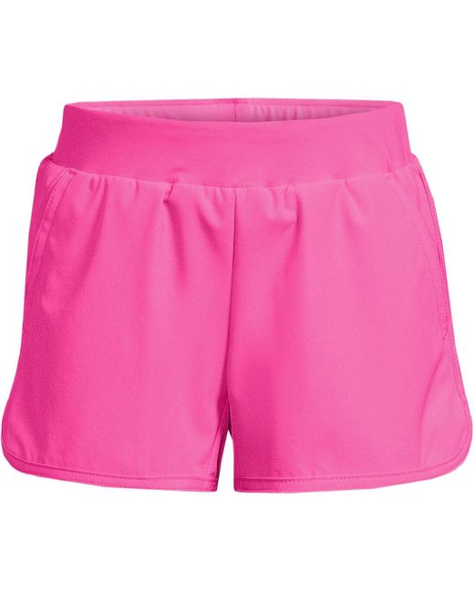 Lands' End Pink Girl Slim Stretch Woven Swimsuit Shorts