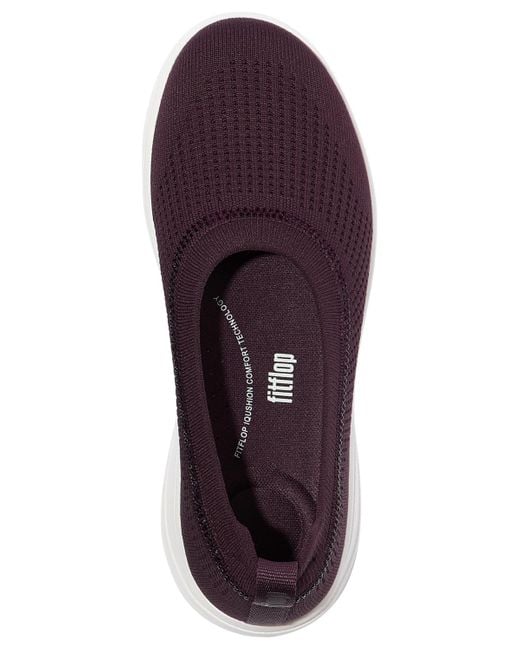 Fitflop Purple Super-q Crystal-trim Knit Ballerina Flats