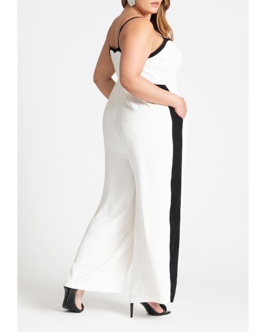Eloquii White Plus Size Jumpsuit W Contrast Details