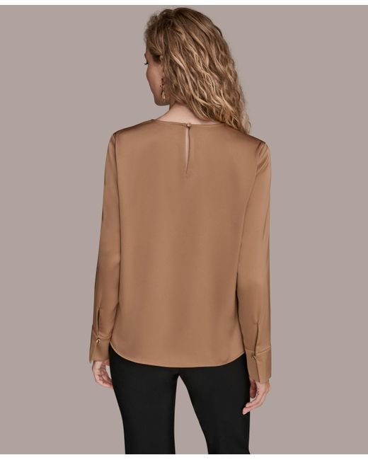 Donna Karan Natural V-neck Embellished Top