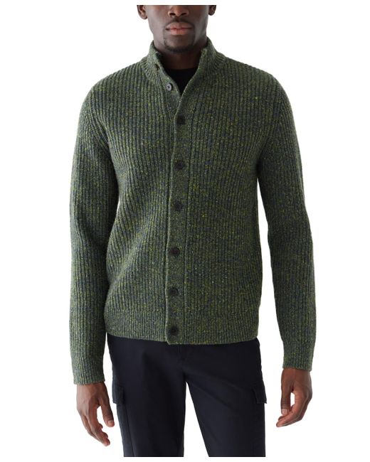 Frank And Oak Green The Donegal Relaxed Fit Button-front Ribbed Sweater for men
