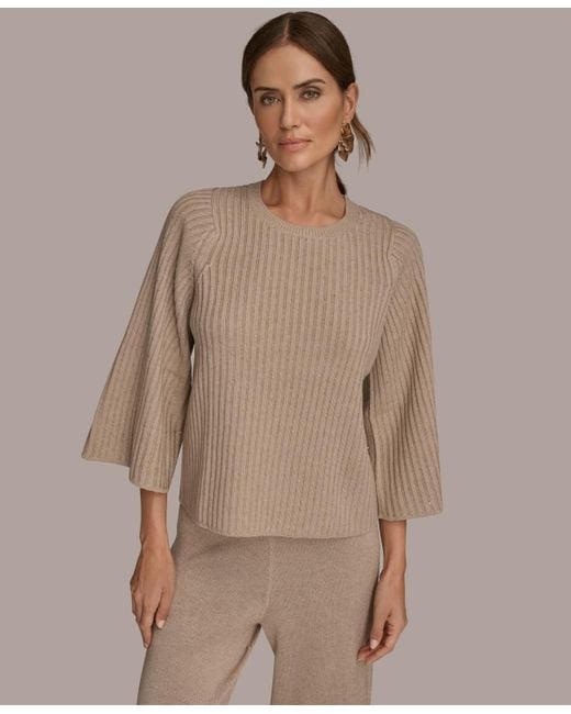 Donna Karan Brown Micro Sequin Embellished Sweater