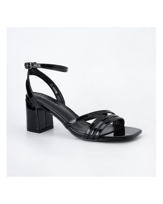 BERNESS Black Havana Strappy Block Heeled Sandals