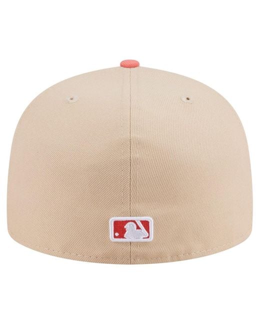 KTZ Pink Light Beige/coral Milwaukee Brewers Two-tone Color Pack A-frame 59fifty Fitted Hat