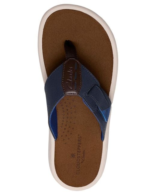 Clarks Blue Cloudsteppers Round Toe Thong Sandals for men