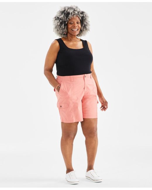 Style & Co. Red Plus Size Comfort-waist Cargo Shorts
