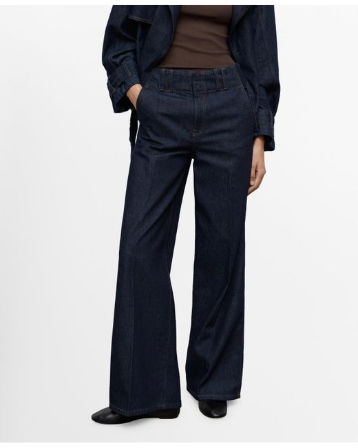 Mango Women's Blue Wide-leg Denim Pants