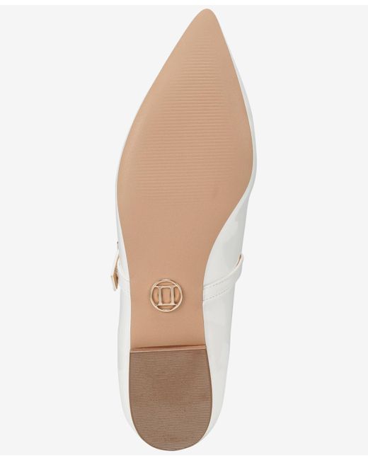 THINGS II COME White Kyra Luxurious Slip-on Mary Jane Pointed Toe Flats