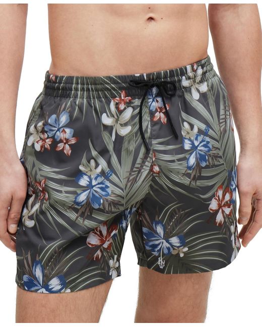 Boss Gray Boss By Printed Quick-drying Swim Shorts for men