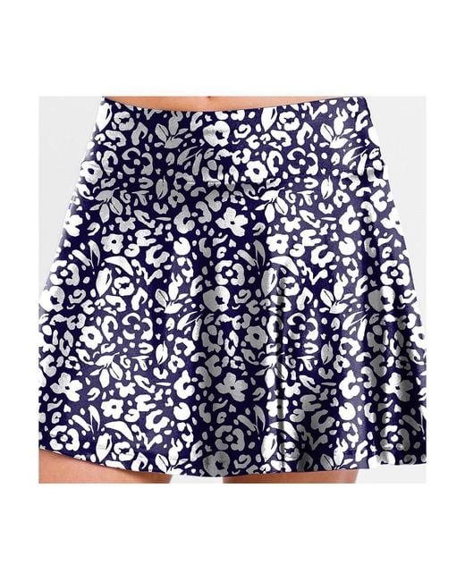 Calypsa Blue Flowy Swim Skirt With Attached Shorts