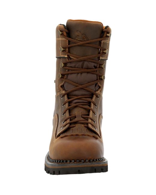 Georgia Boot Brown Amp Lt Low Heel Logger Waterproof Work Boot for men