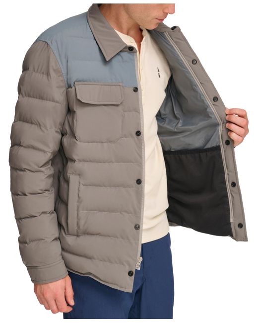 BASS OUTDOOR Brown Colorblocked Padded Shacket for men