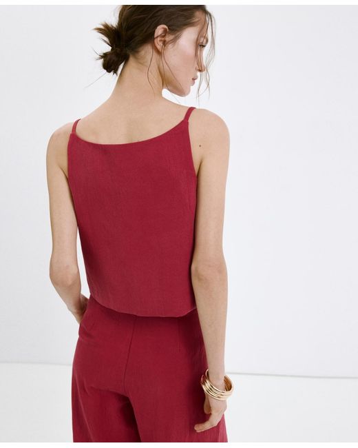 Mango Red Lyocell Button Top