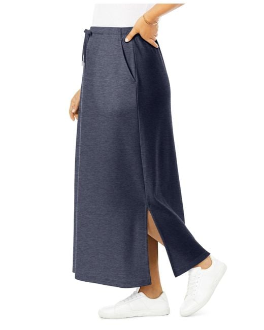 Woman Within Blue Within Sport Knit Side-slit Skirt