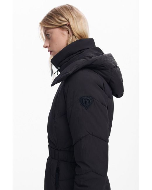 Desigual Blue Belted Padded Jacket