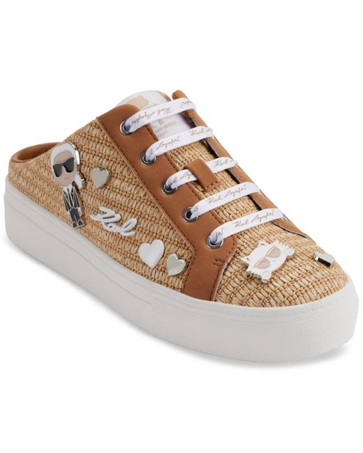 Karl Lagerfeld Brown Cambria Embellished Slip-on Sneakers