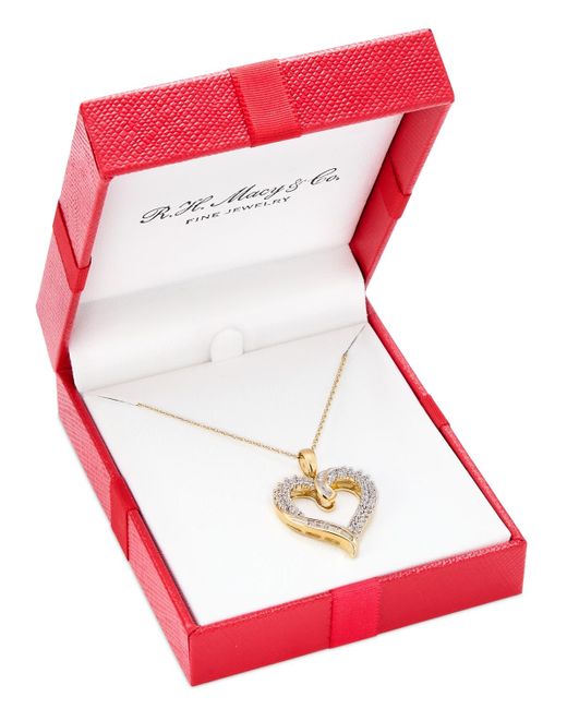Macy's Metallic Diamond Twist Heart 18" Pendant Necklace (1/2 Ct. T.w.