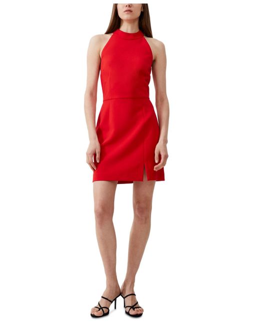 French Connection Red Whisper Racer-neck Mini Dress