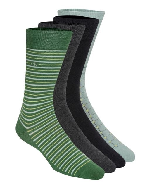Calvin Klein Green 4-pack Assorted Crew Socks Set for men