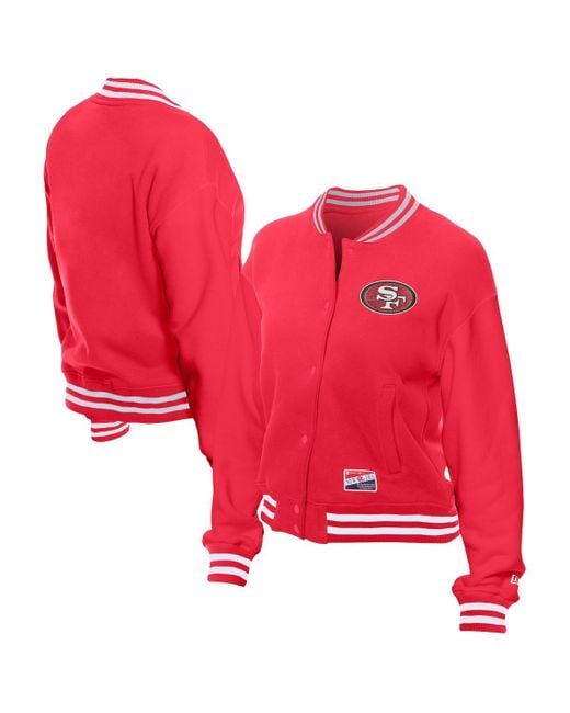 KTZ Red San Francisco 49ers Throwback Fleece Full-snap Jacket