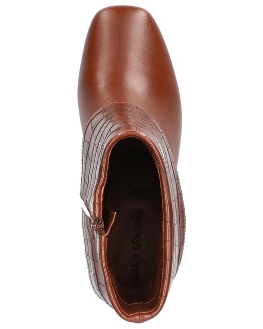 Easy Street Brown Sutton Square Toe Ankle Boots