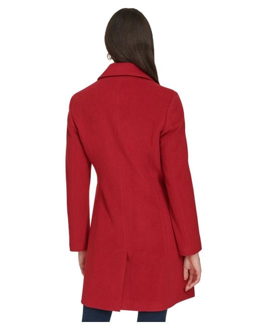 Calvin Klein Red Single-breasted Wool Blend Coat