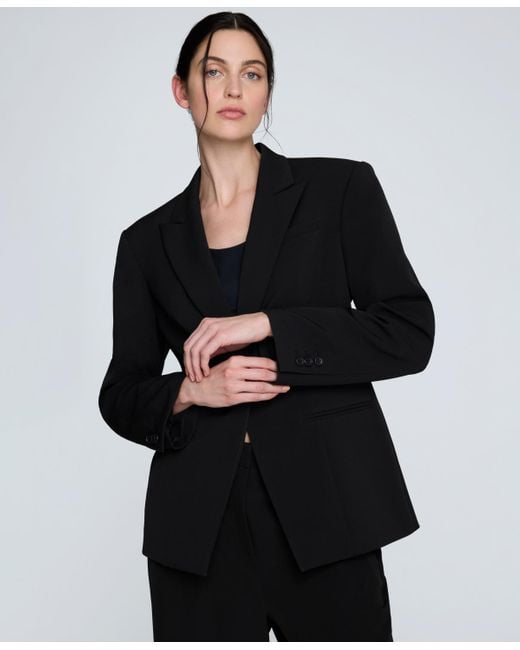Kenneth Cole Black Peak Lapel One-button Blazer