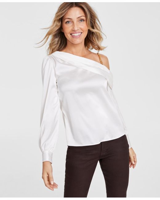 INC International Concepts White One-cold-shoulder Top