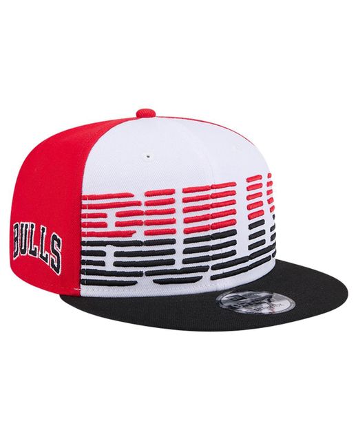 KTZ Red White/black Chicago Bulls Throwback Gradient Tech Font 9fifty Snapback Hat for men