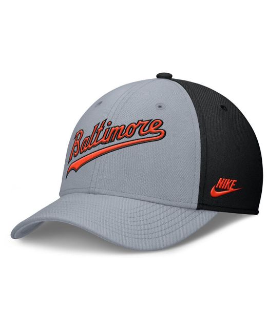 Nike Gray/black Baltimore Orioles Rise Swoosh Performance Flex Hat for men