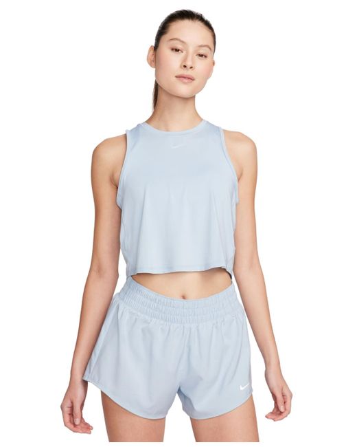 Nike Blue Solid One Classic Dri-fit Cropped Tank Top