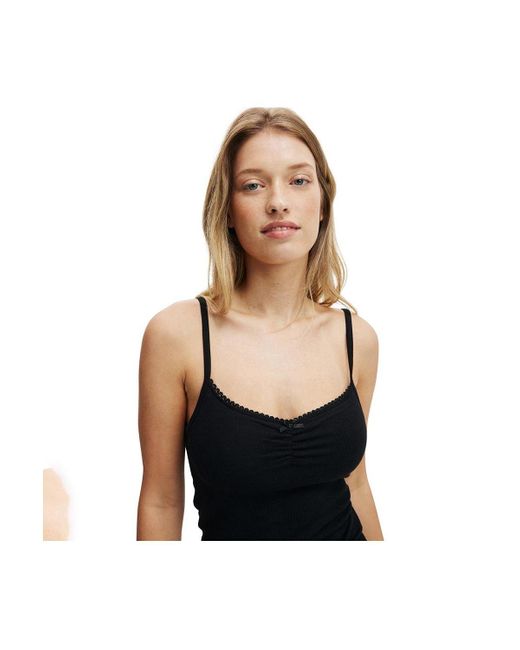 Cotton On Black Sleep Recovery Picot Cami