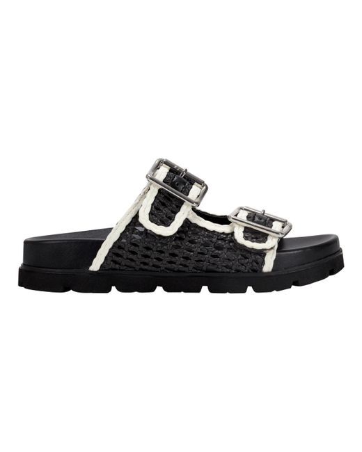 Marc Fisher Women's Black Mylan Woven Buckle Straps Flat Sandals flat sandals