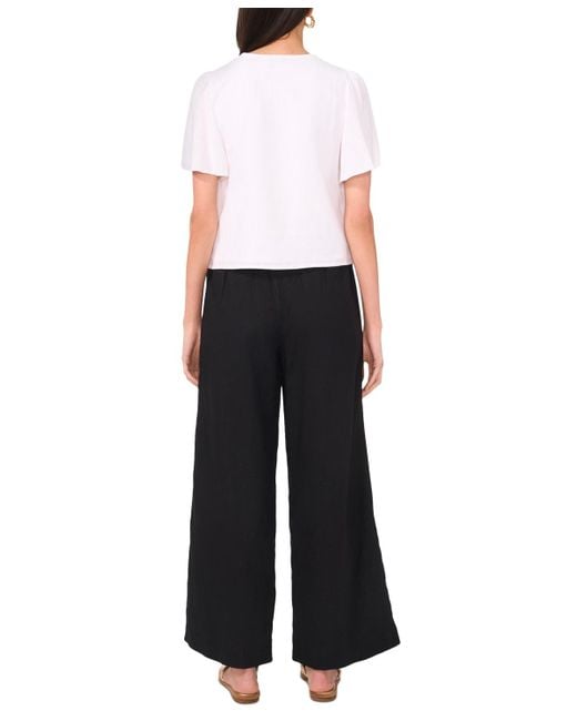 1.STATE White Tie-front Flutter-sleeve V-neck Top